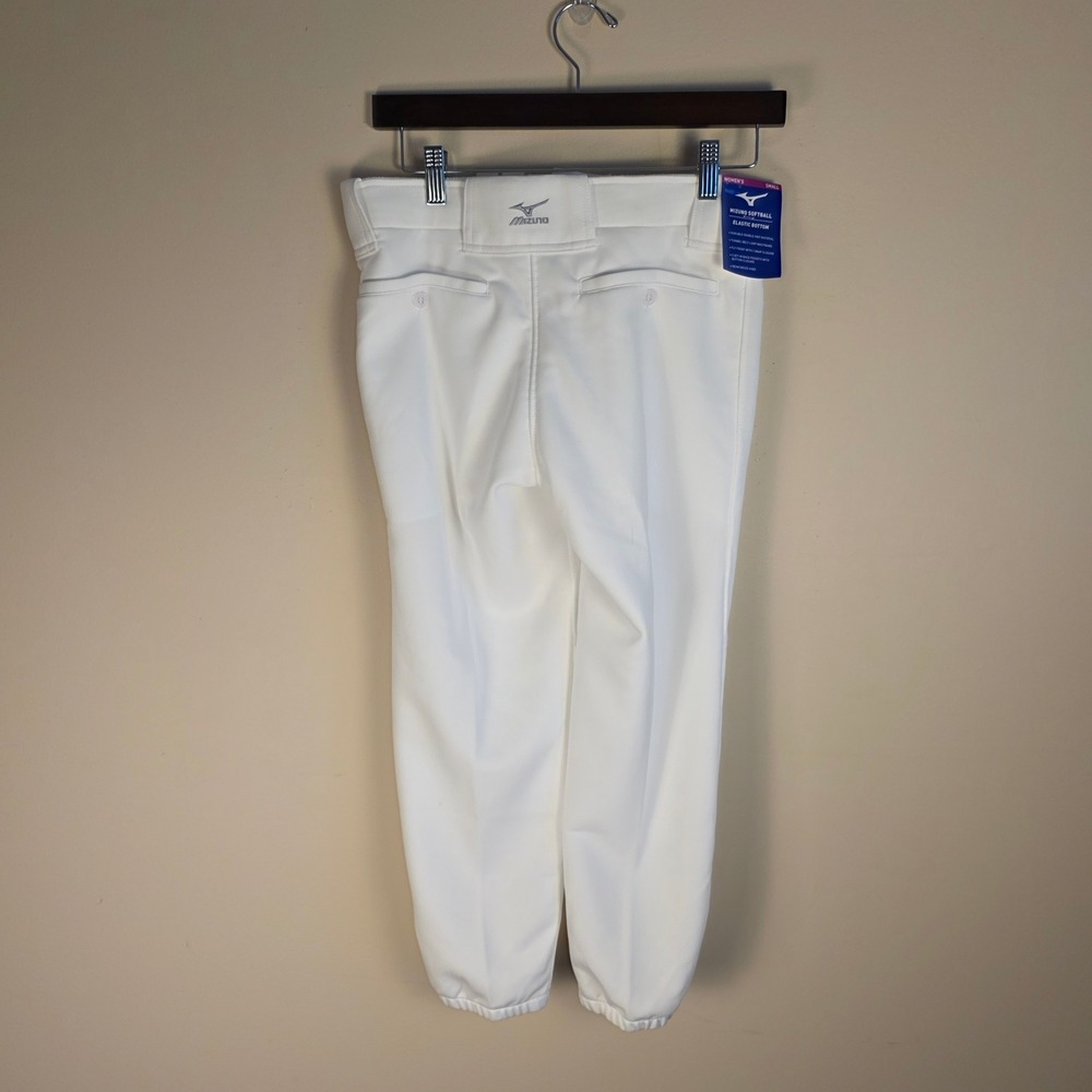 NWT Mizuno Softball Pants Womens Small White Elastic Bottom Double Knit Baseball - Picture 5 of 10